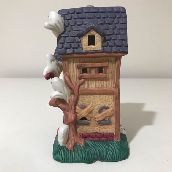 Vintage 1996 Spooky Hollow Lighted Porcelain Halloween House No Light and Cord - Picture 2 of 12
